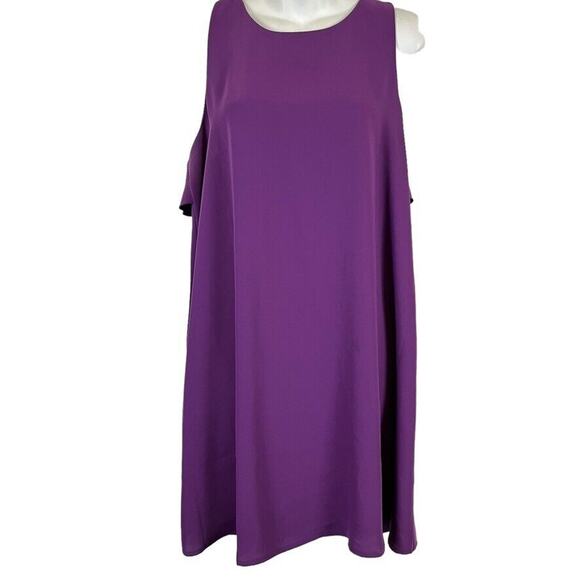 Ann Taylor Loft Petites Womens Purple Ruffle Sleeveless Casual Mini Dress sz M P - Picture 2 of 16
